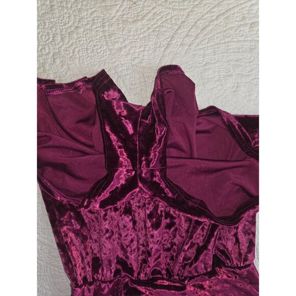 Velvet Burgundy Womens Romper With Cross Front & Cap Sleeves*XL*Sissy*NWOT - Picture 6 of 8